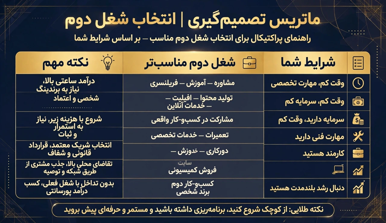 ماتریس تصمیم گیری انتخاب شغل دوم
